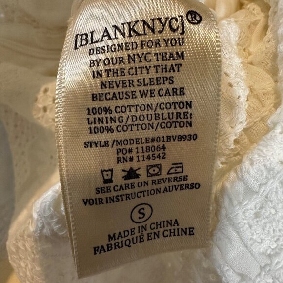 BLANK NYC Womens Size S Romper White Eyelet Puff Sleeve In Downtown Vibes NWT - Picture 10 of 10